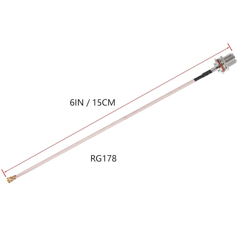 POBADY 2PCS U.F.L1 to N Type Female Low Loss Coaxial Cable 6" /15CM U.F.L1 RG178 Coaxial Pigtail Cable for Wireless Routers Mini PCIE Network Cards PCI Wi-Fi WAN Repeater - Image 4